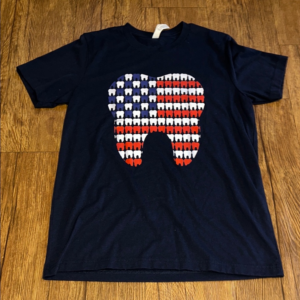 Bella Canvas Navy Tee with Patriotic Tooth Design